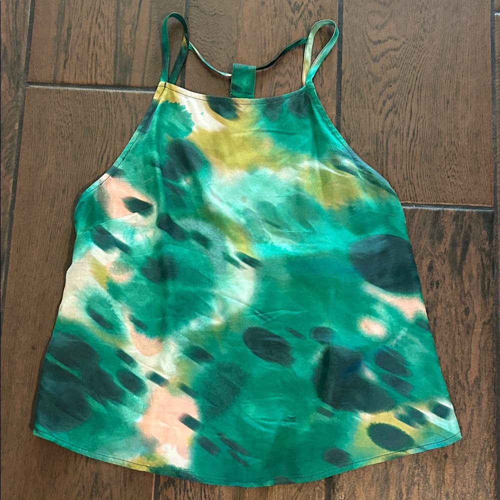 Anthropologie Green and Yellow Tie-Dye Camisole